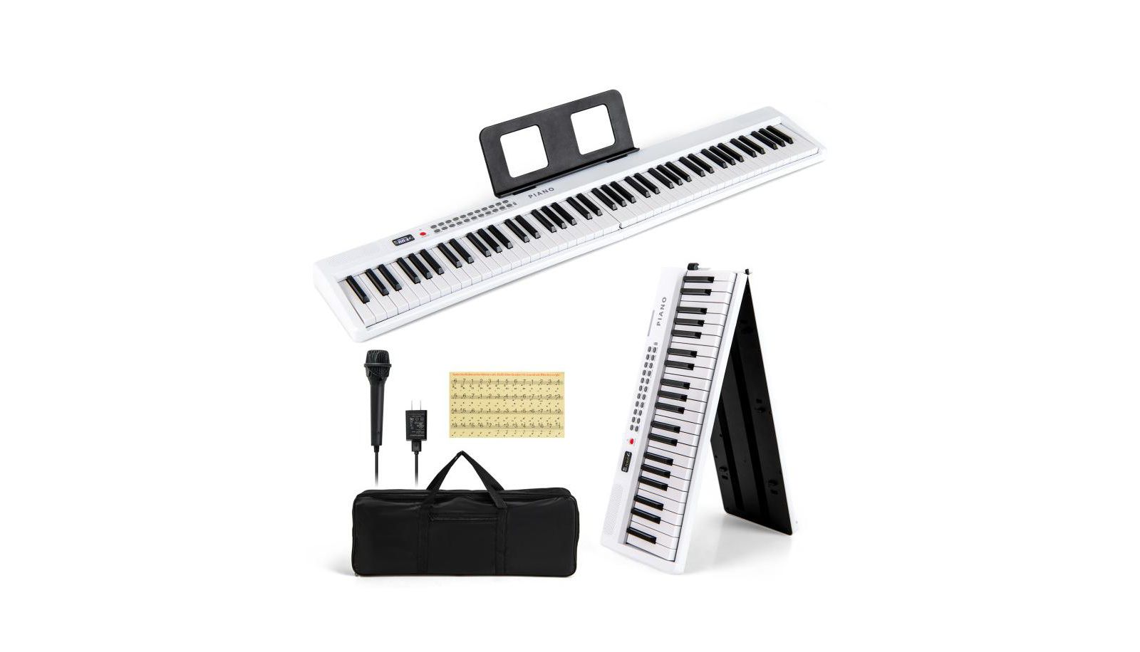 Hongge Key Foldable Electric Keyboard Piano with Wireless MIDI and Dual Speakers