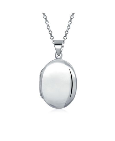 Bling Jewelry 925 Sterling Silver Oval Locket Necklace