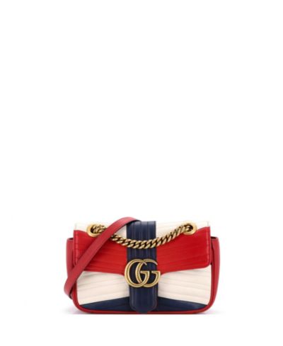 Pre-Owned Gucci Small GG Marmont Flap Bag Matelasse Leather