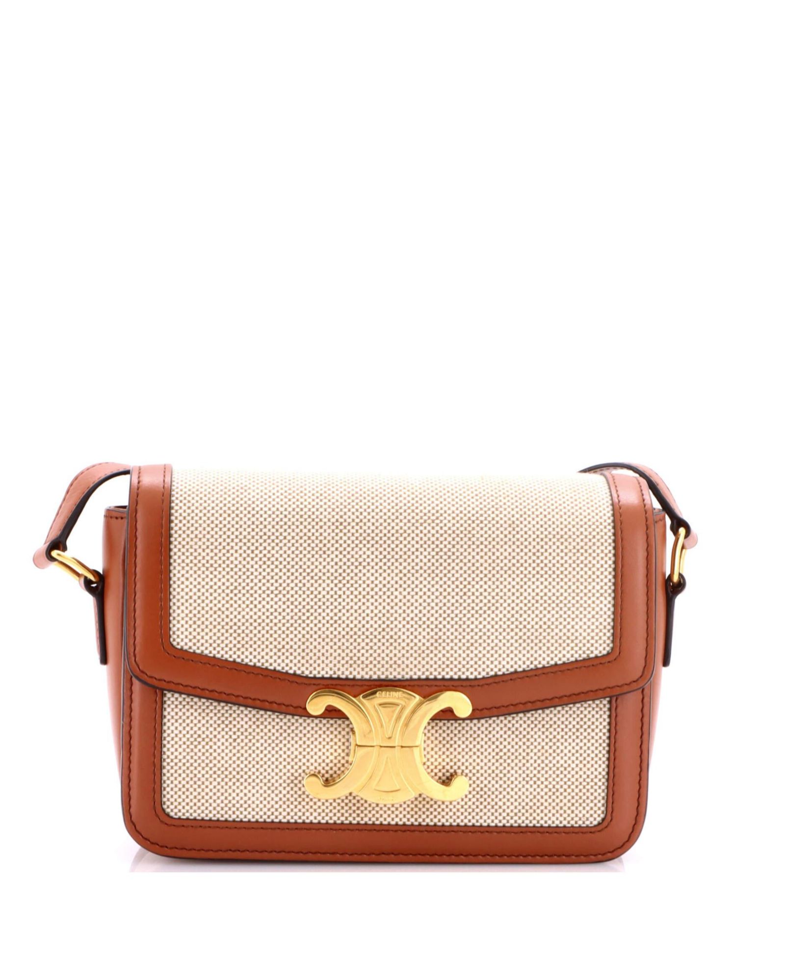 Pre-Owned Celine Teen Triomphe Shoulder Bag Canvas with Leather