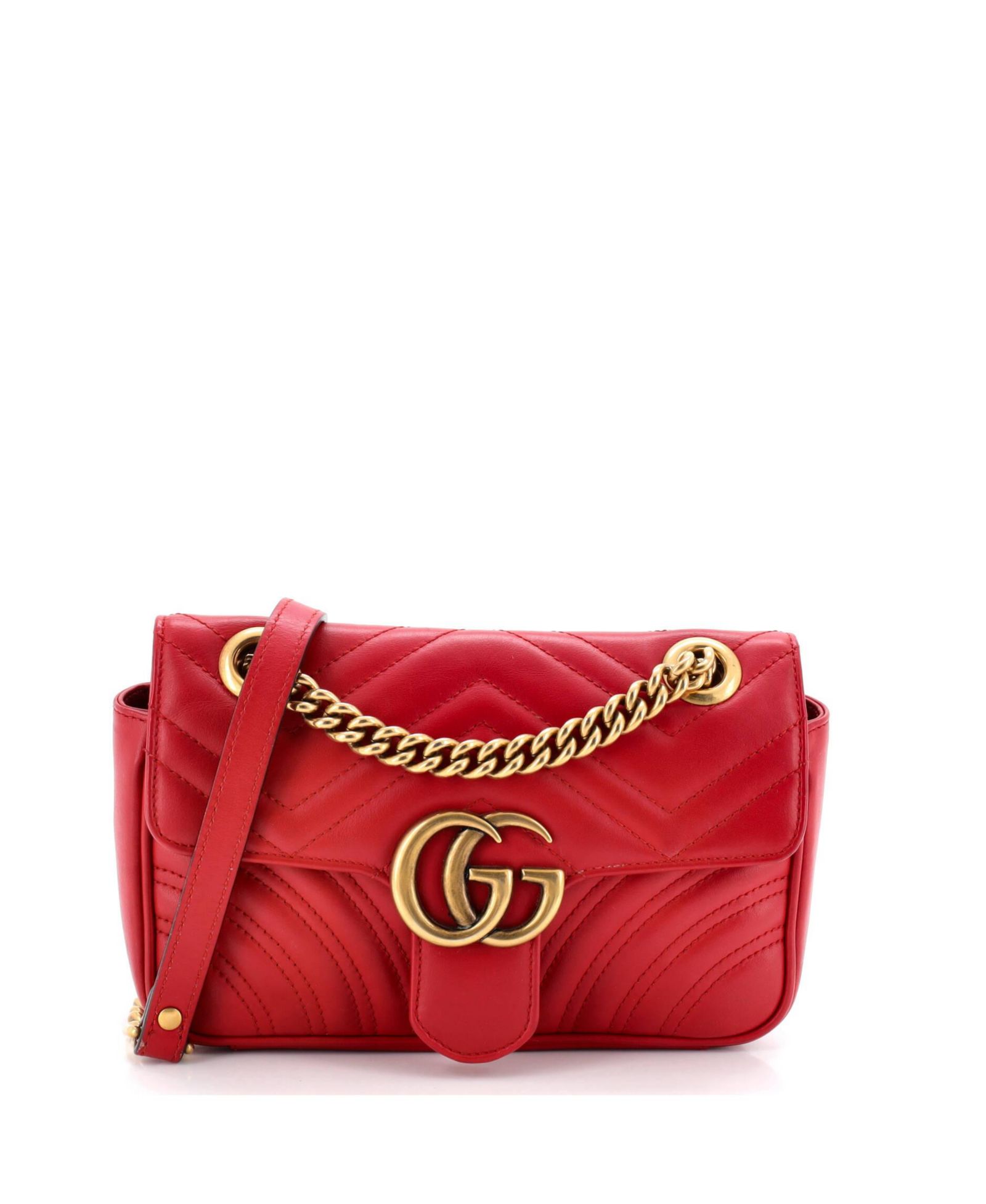 Pre-Owned Gucci Mini GG Marmont Flap Bag Matelasse Leather
