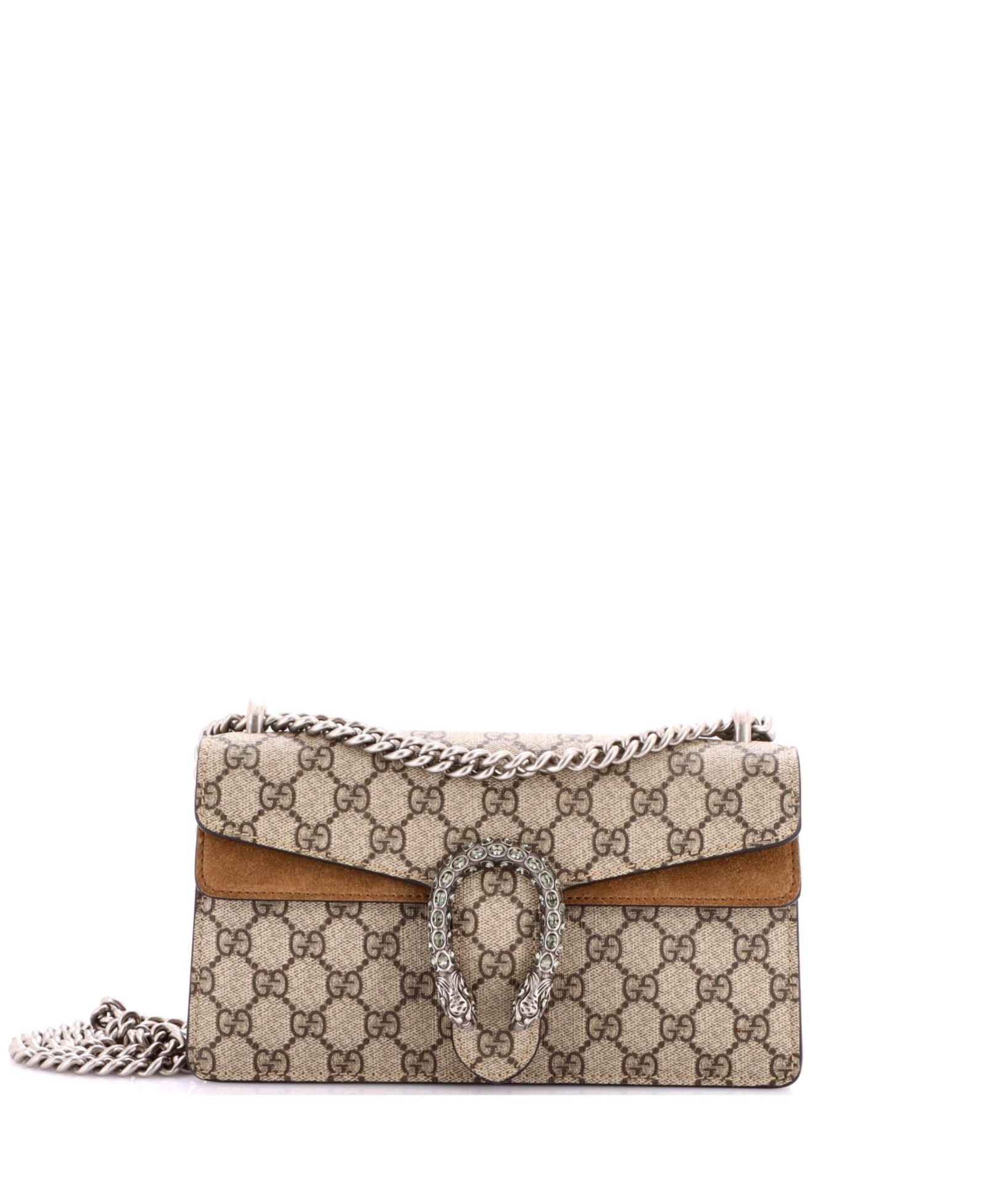 Pre-Owned Gucci Small Dionysus Bag GG Coated Canvas with Crystal Embellished Metal