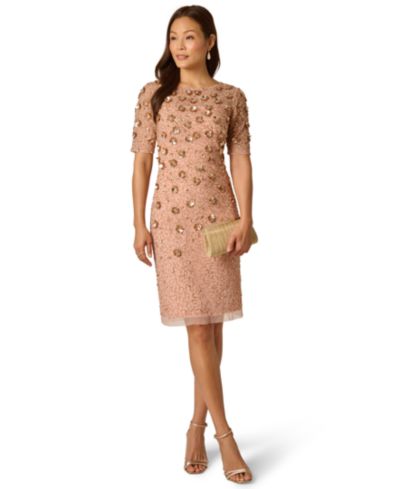 Платье Adrianna Papell Petite Boat Neck Beaded Sheath