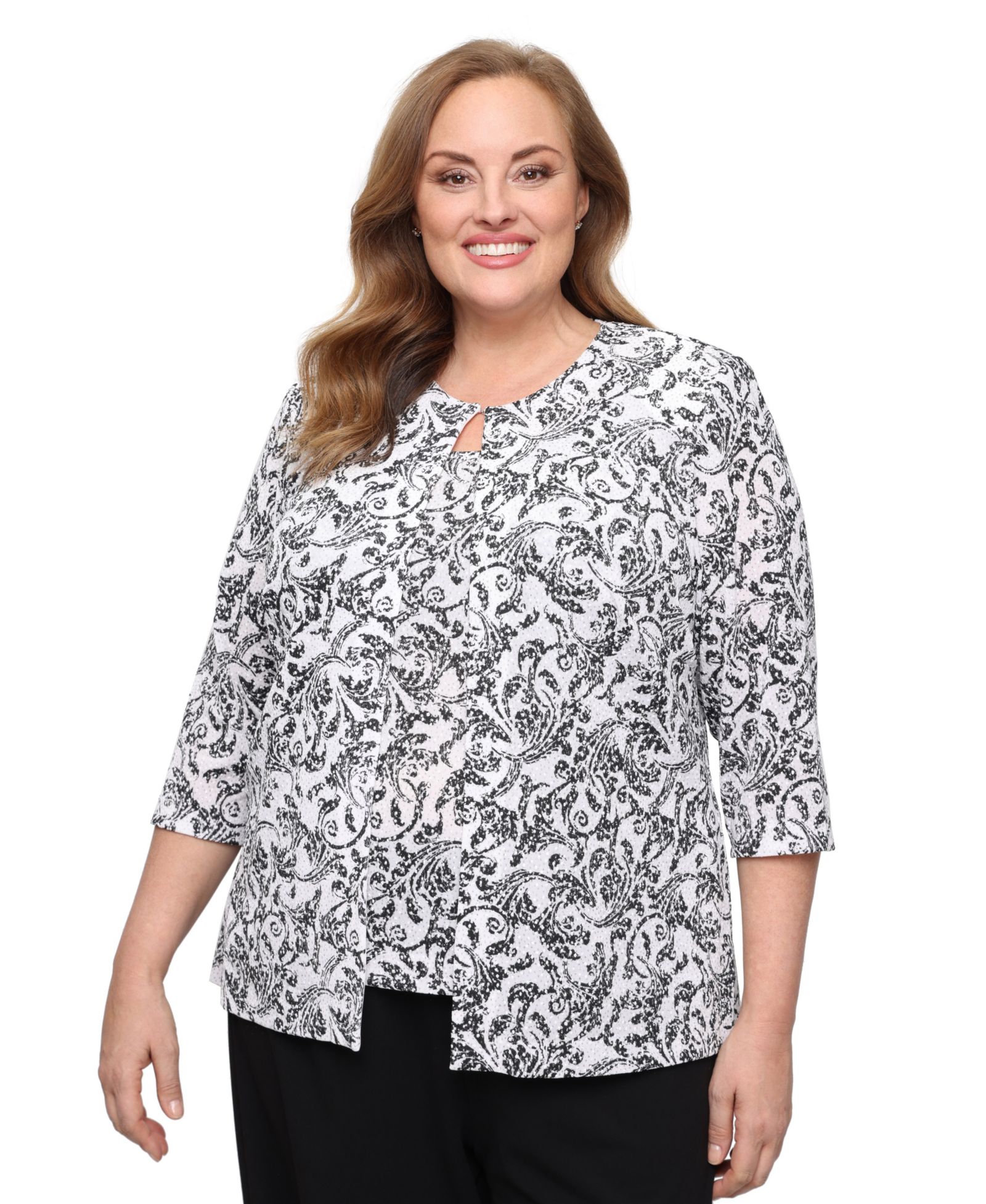 Alex Evenings Plus Size Scoop Neck Top & 3/4-Sleeve Jacket, 2-Piece Set