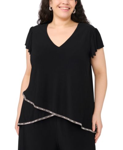 MSK Plus Size V-Neck Short-Sleeve Top