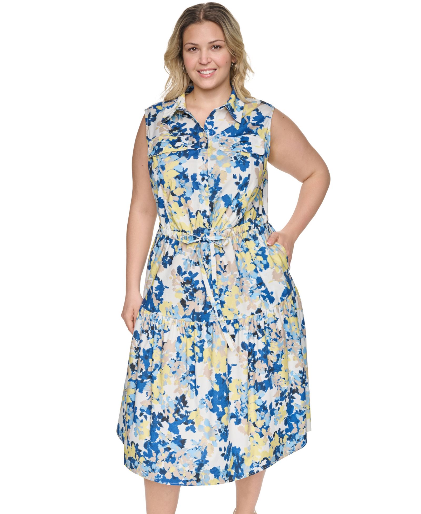 Calvin Klein Plus Size Printed Sleeveless Dress