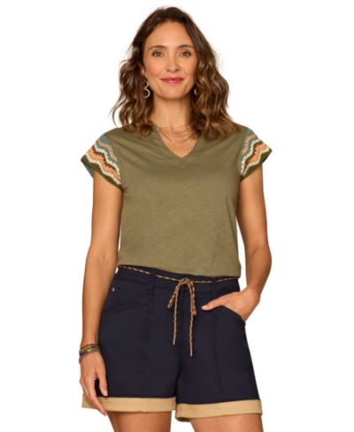 Женский топ Democracy Notched V-Neck Short-Sleeve