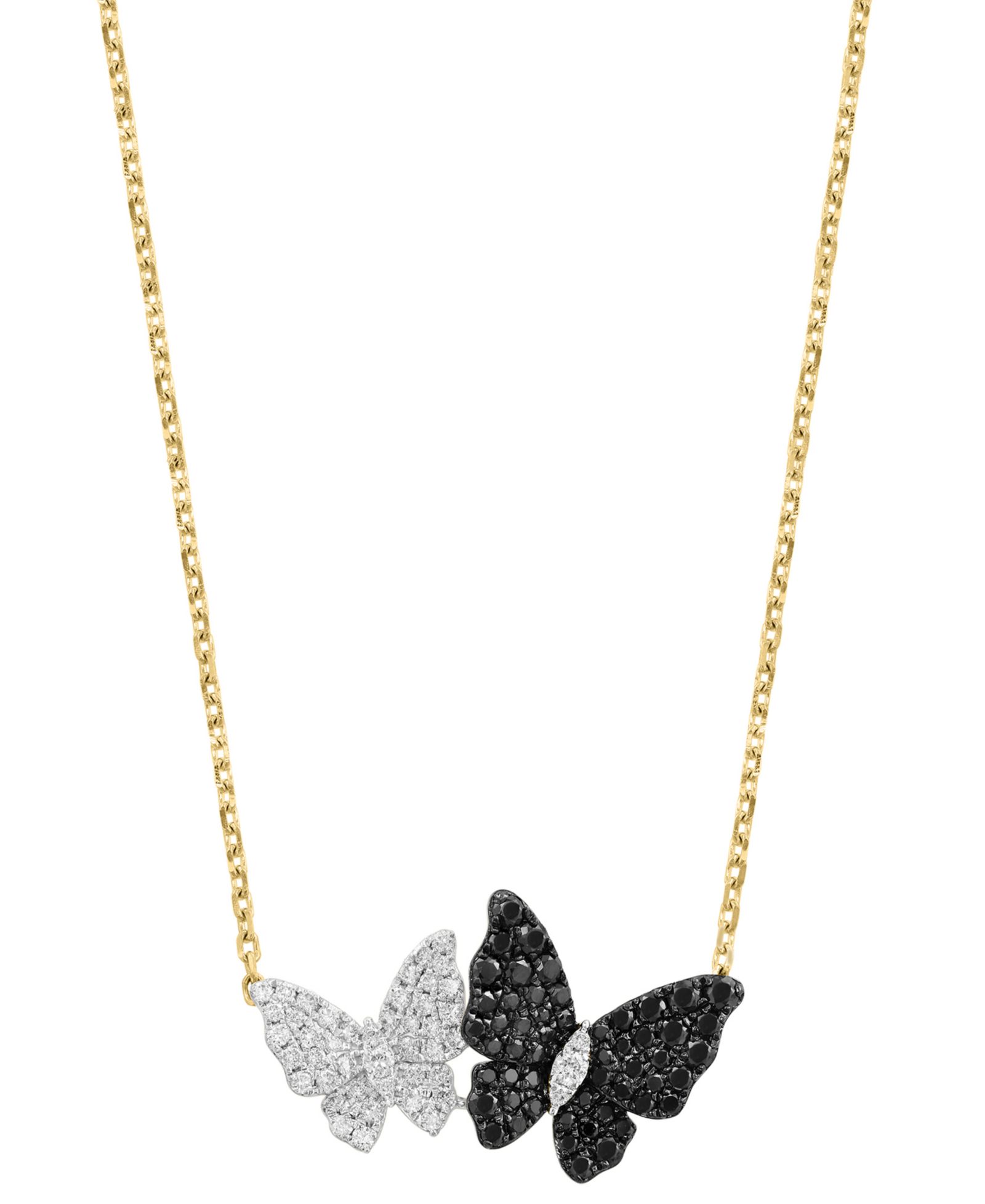 EFFY Collection White Diamond (1/4 ct. t.w.) & Black Diamond (3/8 ct. t.w.) Necklace in 14k Yellow Gold