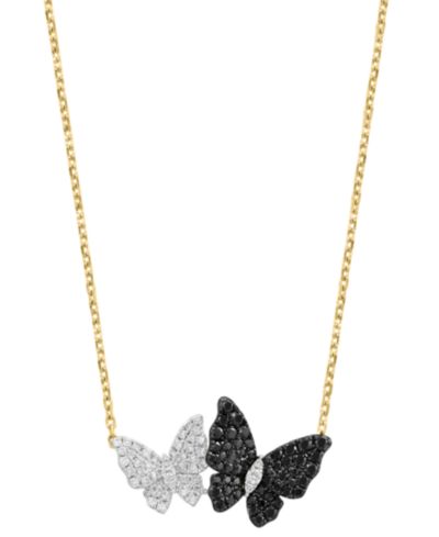 EFFY Collection White Diamond (1/4 ct. t.w.) & Black Diamond (3/8 ct. t.w.) Necklace in 14k Yellow Gold