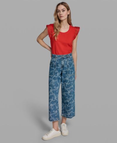 KARL LAGERFELD PARIS Petite Mid-Rise Ankle Jeans