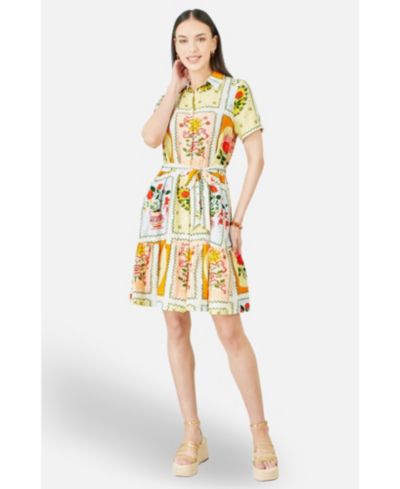 Yumi Женский Sun Patchwork Print Shirt Dress