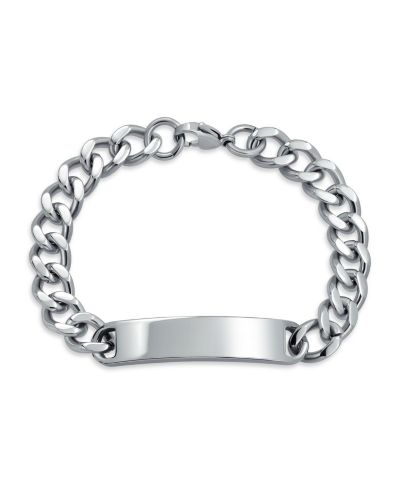 Браслет Bling Jewelry Blank ID Identification Stainless Steel Curb Link Chain 8.5 Inch