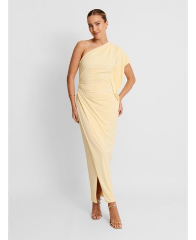 Six Stories Women's Asymmetric Stretch Gathered Maxi Dress