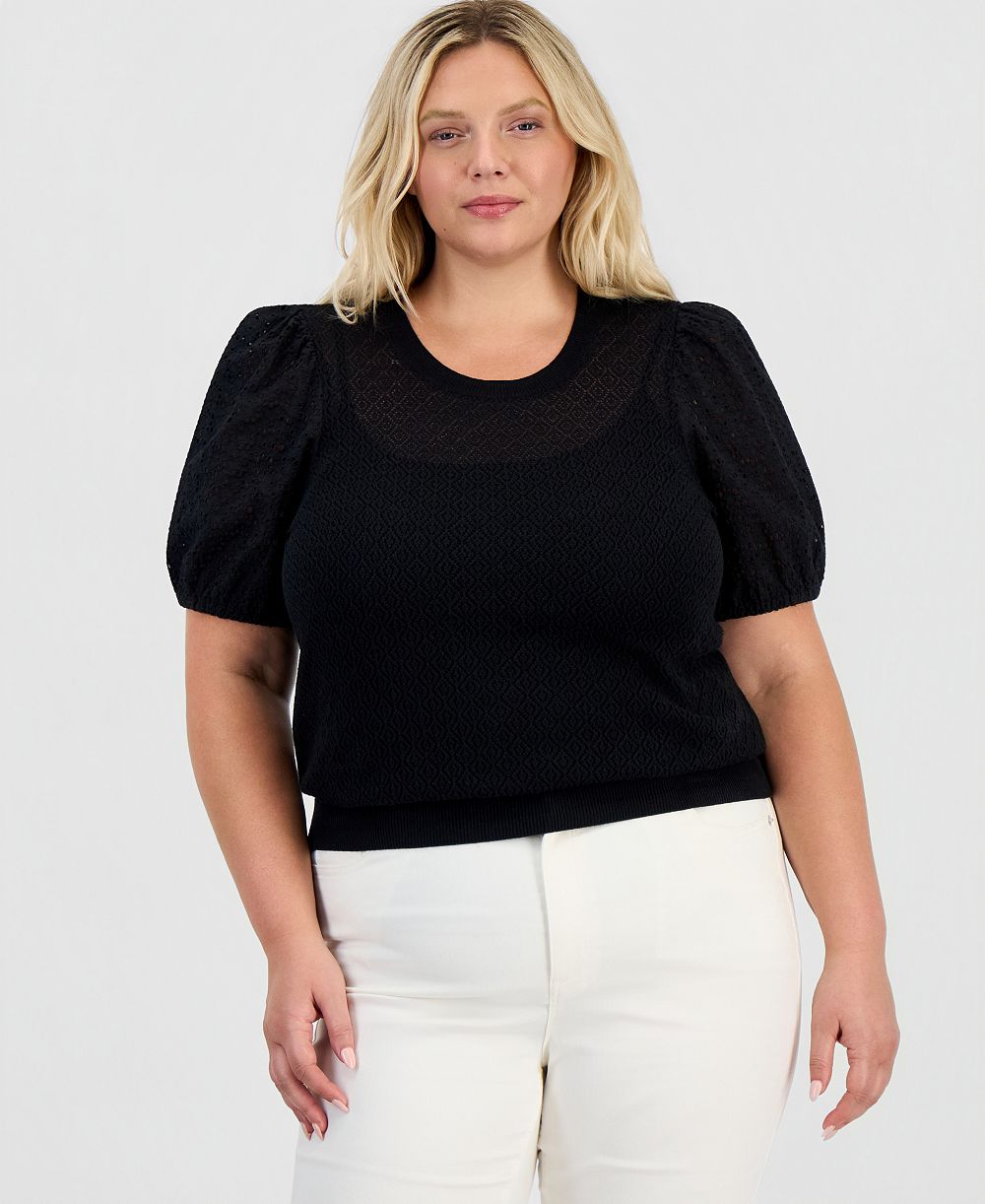 Женский джемпер Plus Size Style & Co Puff SS Pointelle