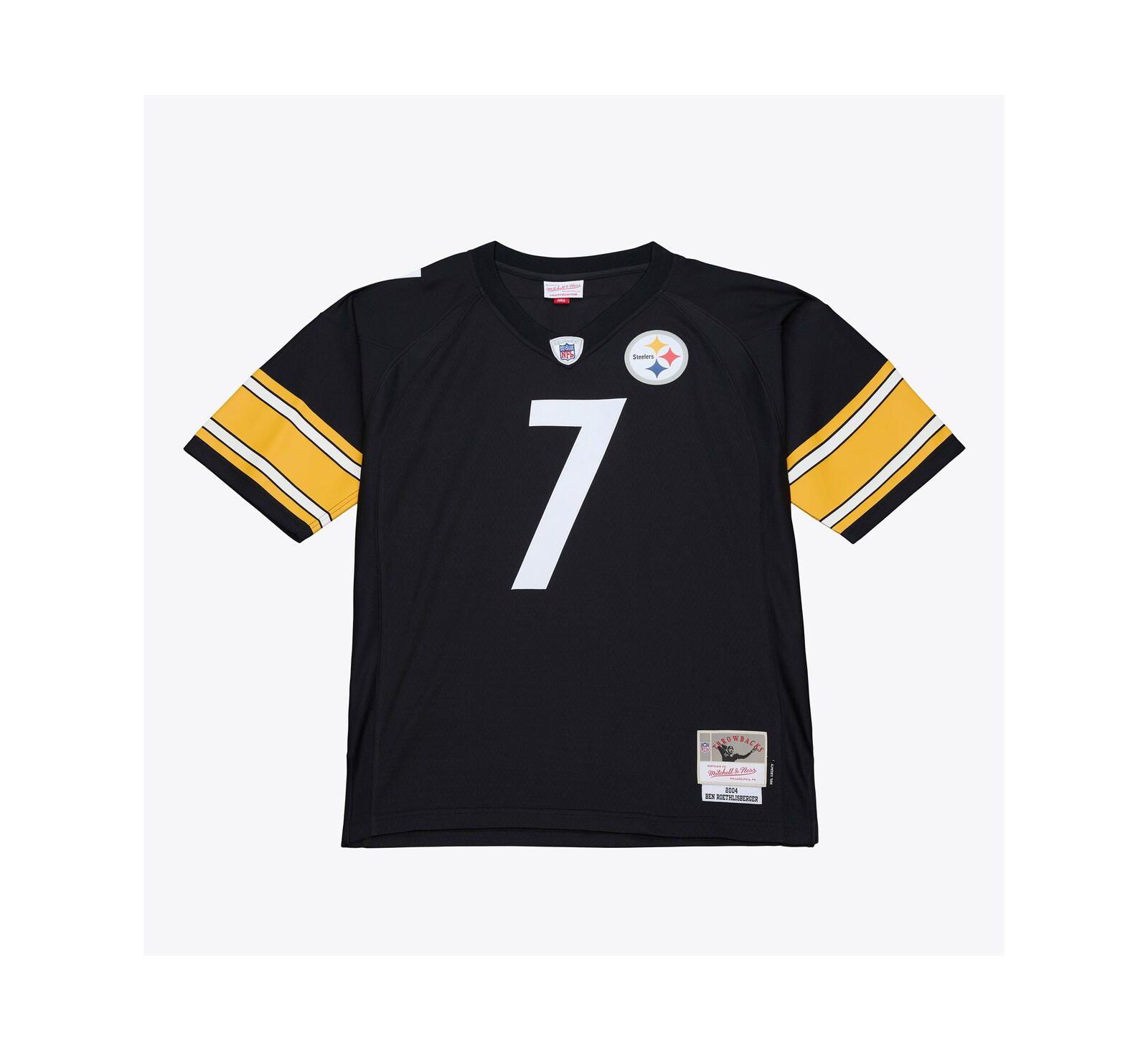 Мужская джерси Mitchell Ness Ben Roethlisberger Black Pittsburgh Steelers 2001 Legacy Throwback Replica