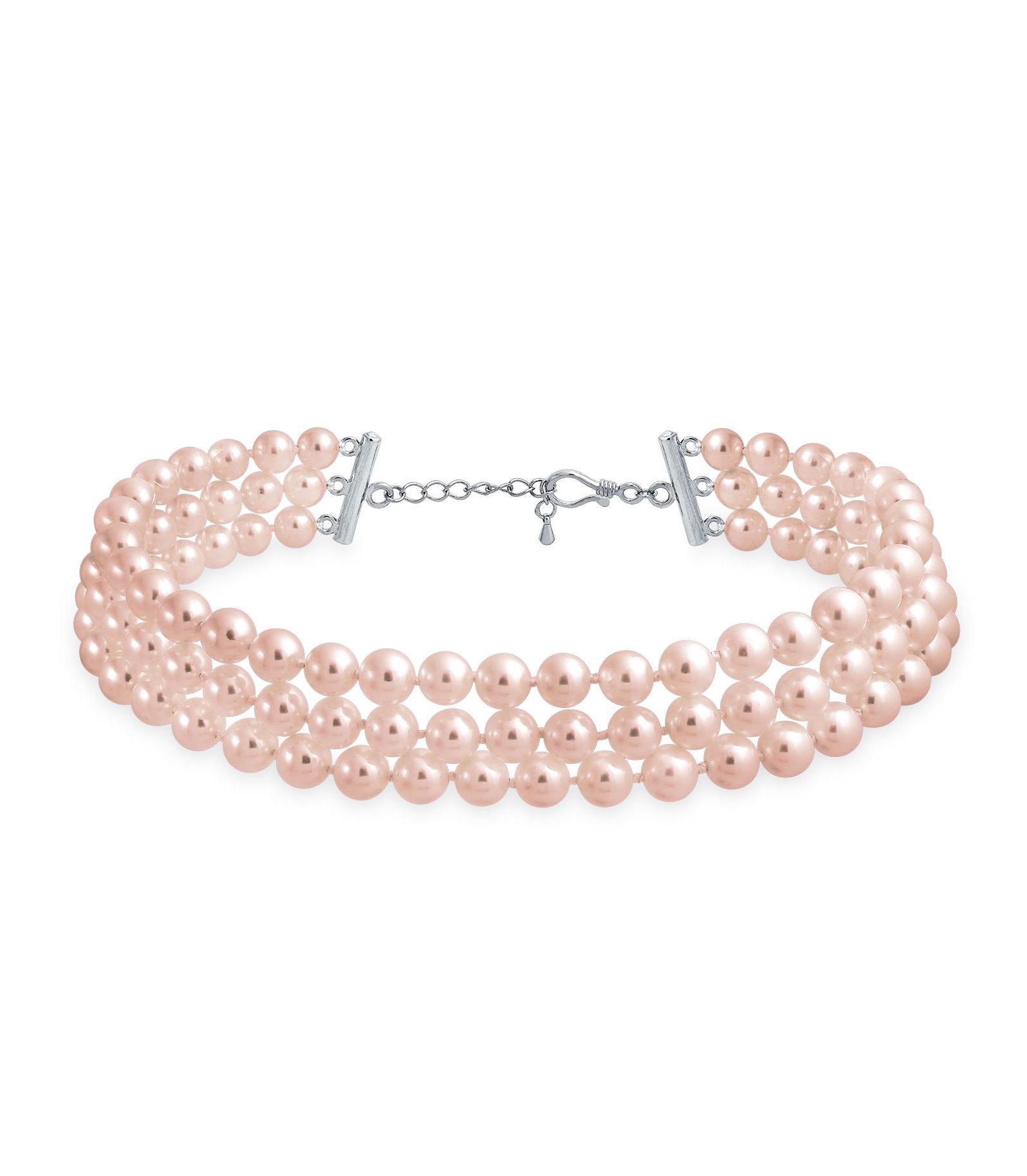Колье Bling Jewelry свадебное многослойное с крупными искусственными белыми жемчужинами