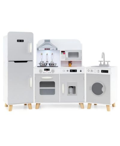 Hongge 3-in-1 Wooden Interactive Kitchen Playset, Ages 3+
