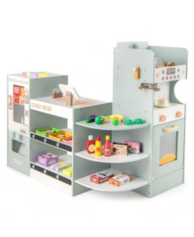 Hongge Grocery Store Interactive Vending Machine Wooden Playset, Ages 3+