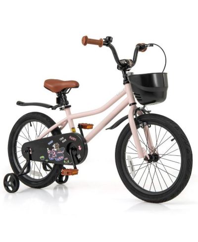 Hongge 18 Inch Adjustable Dual-Brake Kids' Bike with Training Wheels, Ages 4-8