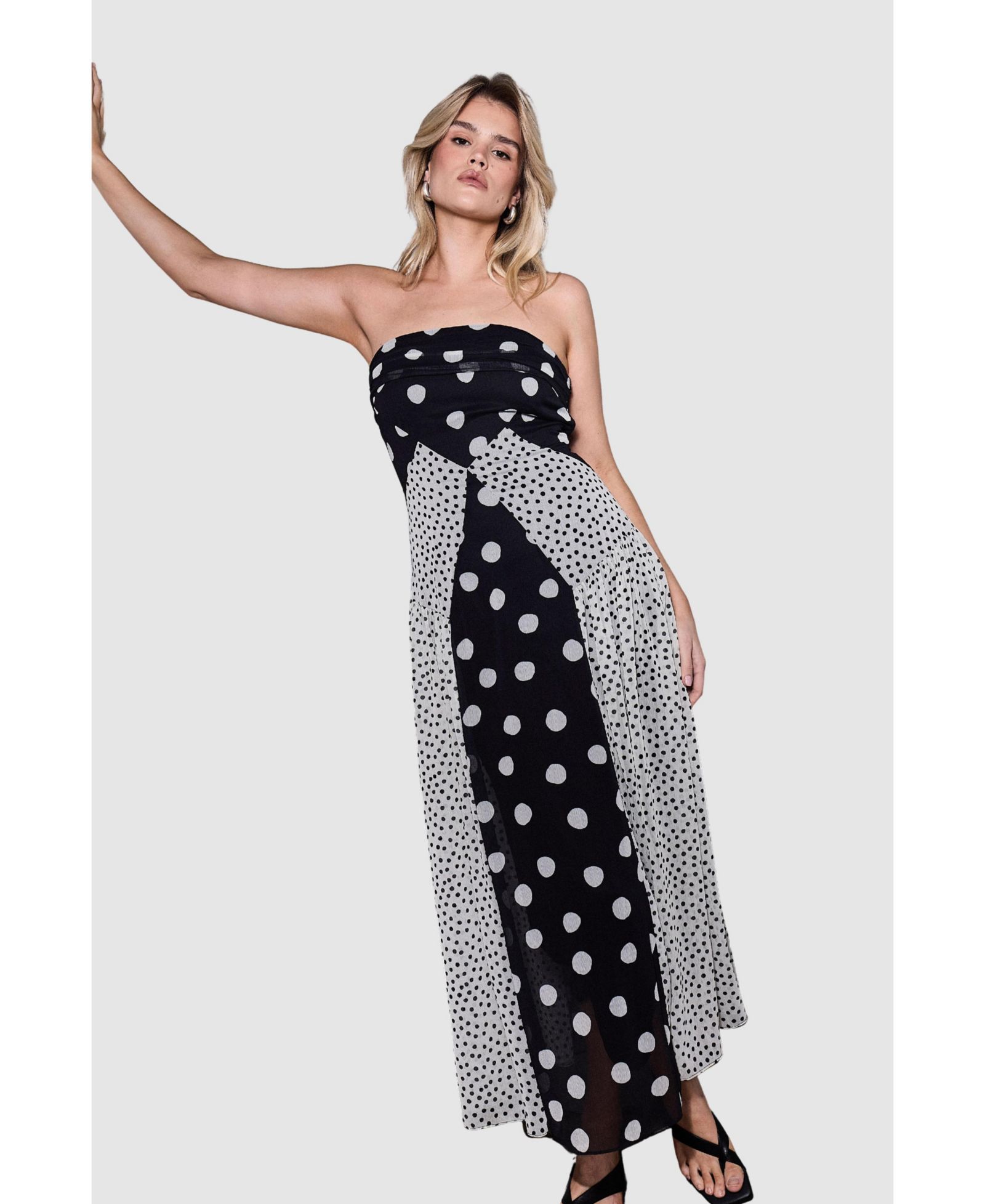 Warehouse Женское миди платье Printed Bandeau Seam Detail