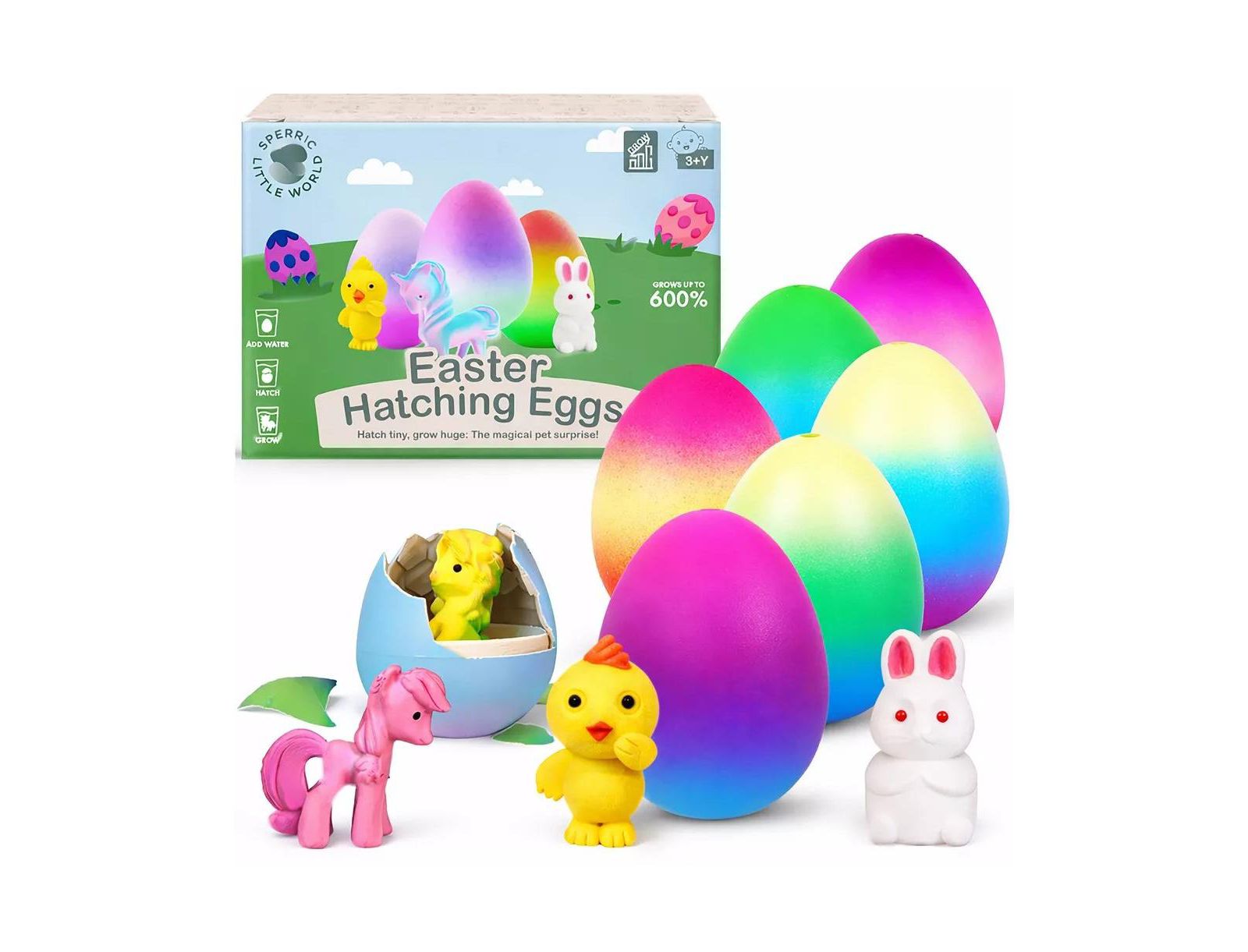 Sperric Easter Unicorn Hatching Eggs, 6 Pack Pre-Filled Easter Egg Toys, Surprise Growing Unicorn Chicken & Bunny Egg Toy