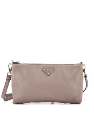 Женская сумка через плечо Prada Mini Flat Zip Crossbody Vitello Daino (б/у)