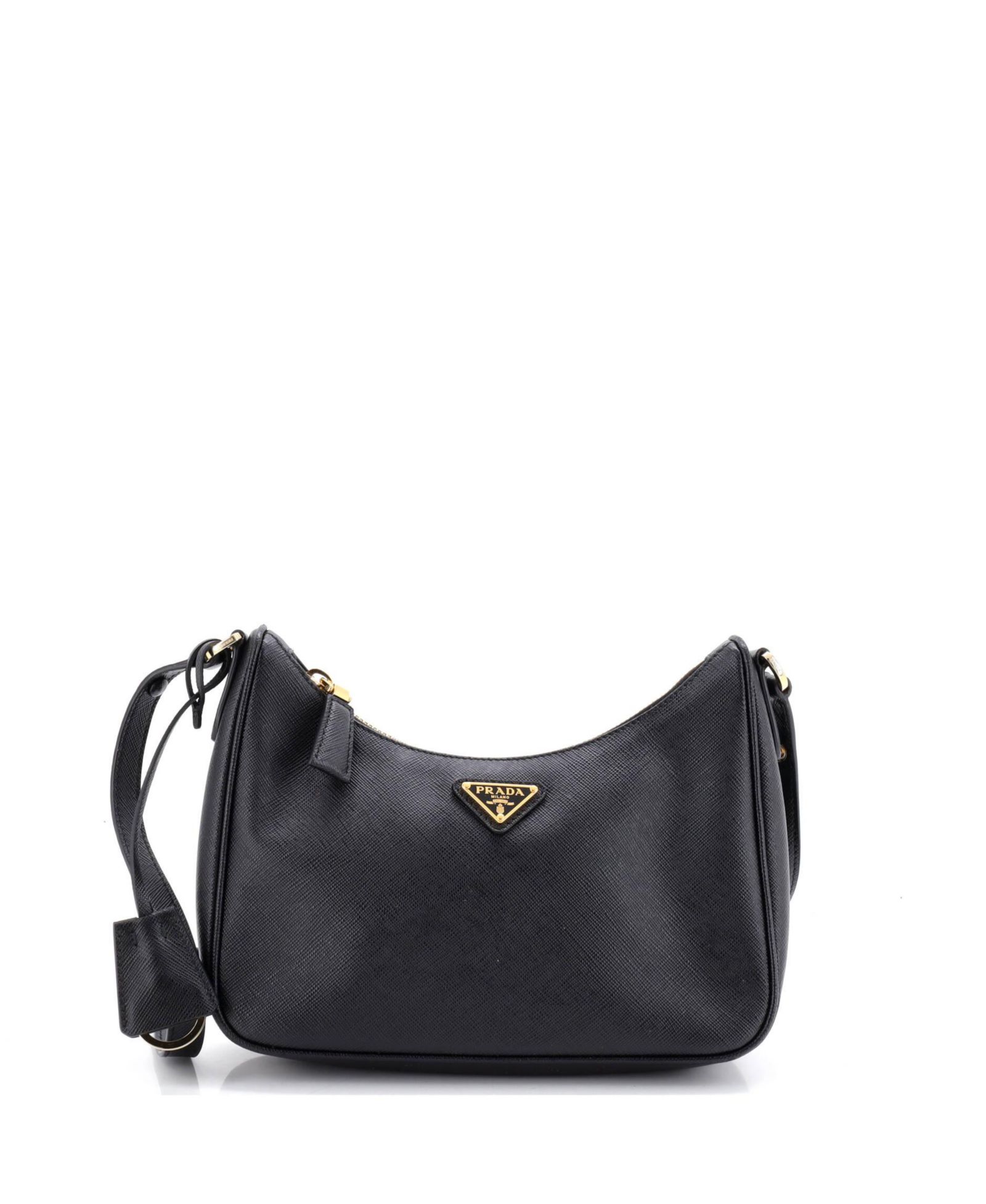 Pre-Owned Prada мини-сумка Hobo Saffiano Leather с регулируемой ручкой на молнии