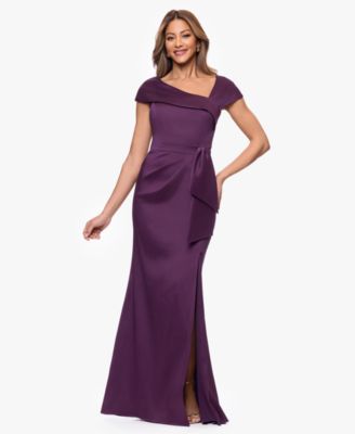 XSCAPE Women's Asymmetric Neck Short-Sleeve Gown