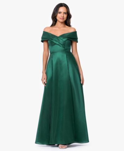XSCAPE Women's Off-The-Shoulder Sweetheart Neck Ball Gown
