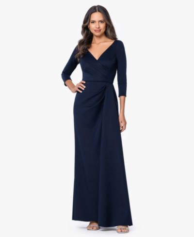 XSCAPE Women's 3/4-Length-Sleeve V-Neck Gown