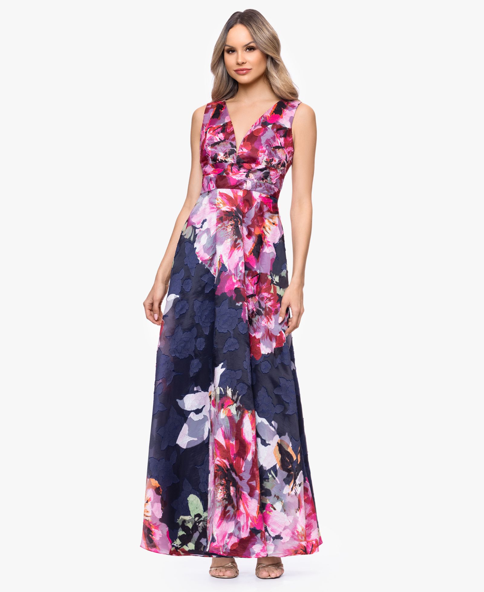 Betsy & Adam Женское V-Neck Burnout Floral Dress