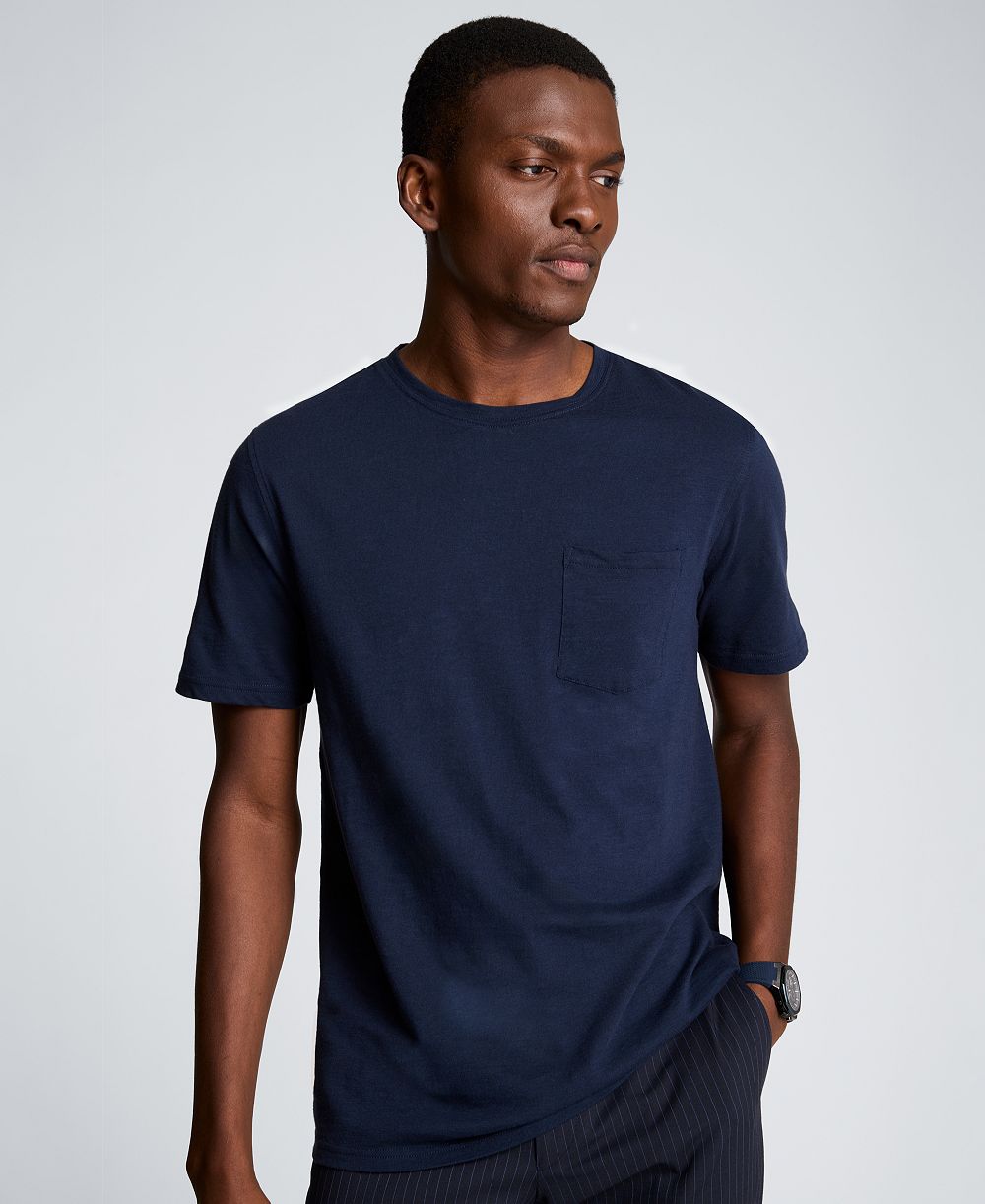 Kenneth Cole Men's Sport Navy Solid Knit Crewneck T-shirts
