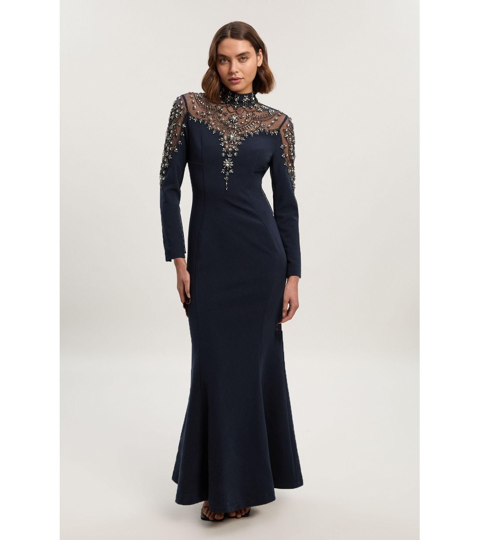 Karen Millen Women's Crystal Embellished Maxi Dress