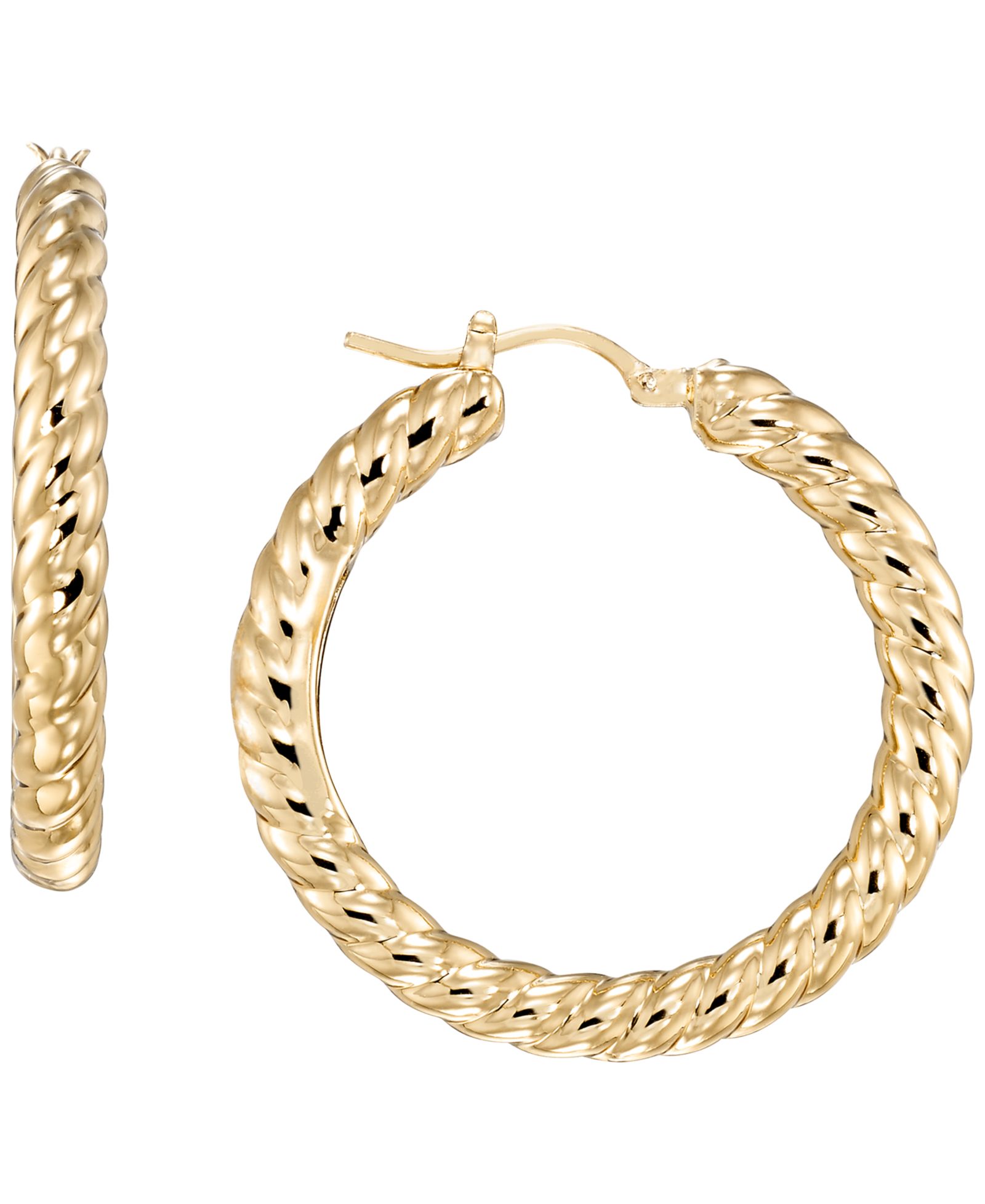 Italian Gold серьги-кольца с витым золотом 10k Yellow Gold