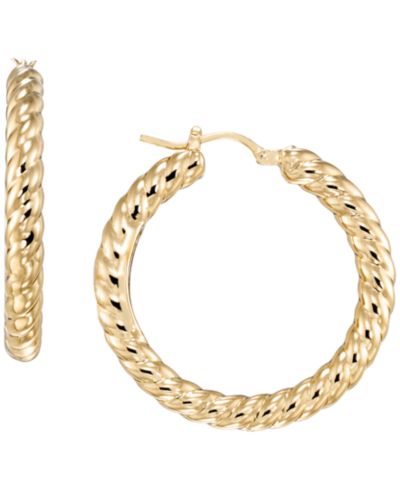 Italian Gold Twist Hoop Earrings in 10k Yellow Gold