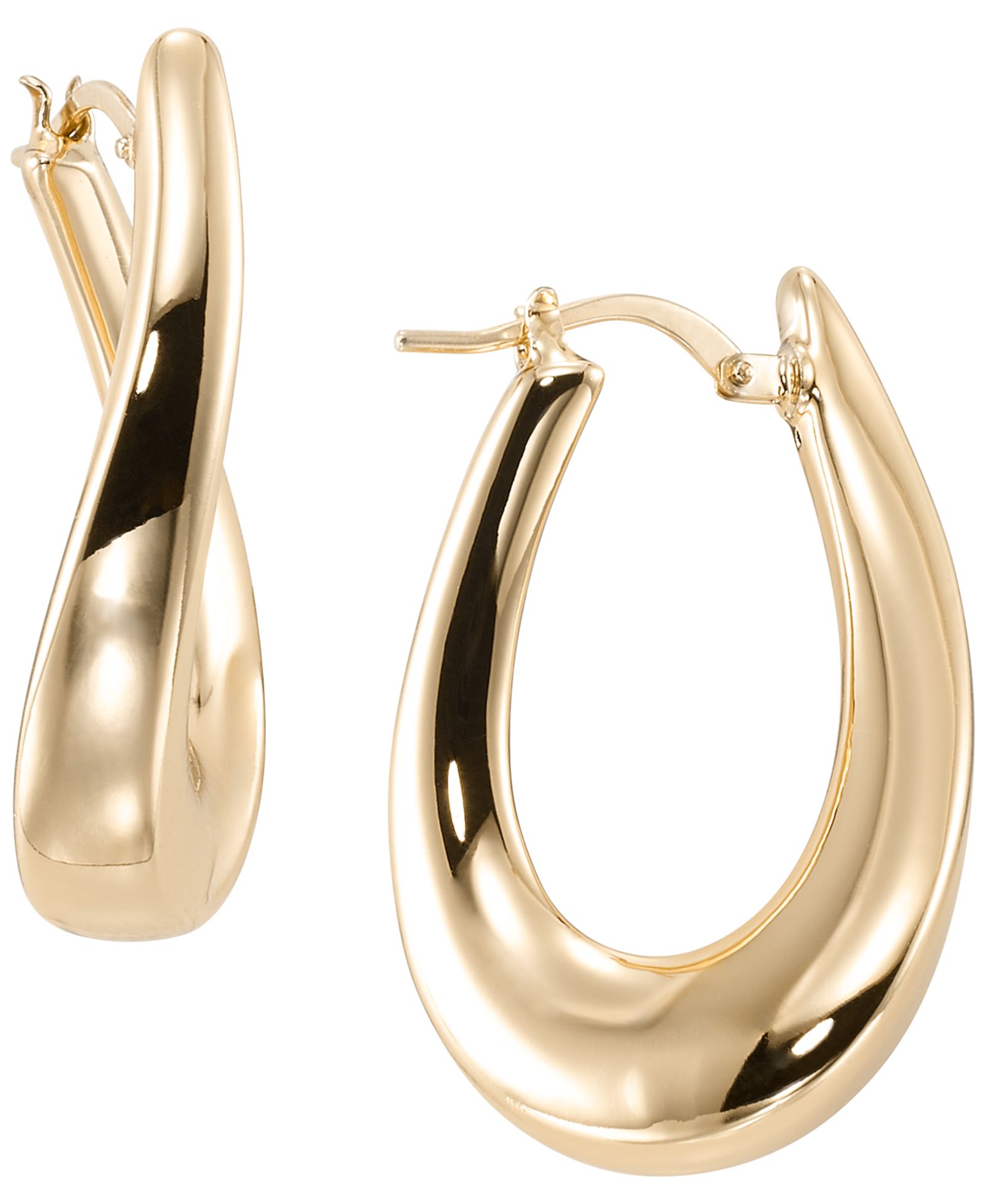 Серьги-кольца Italian Gold Wavy Hoop в 10k Yellow Gold