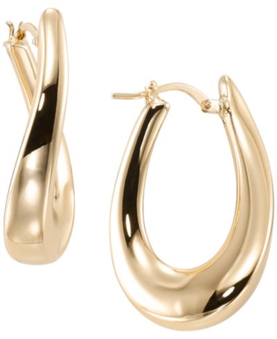 Серьги-кольца Italian Gold Wavy Hoop в 10k Yellow Gold