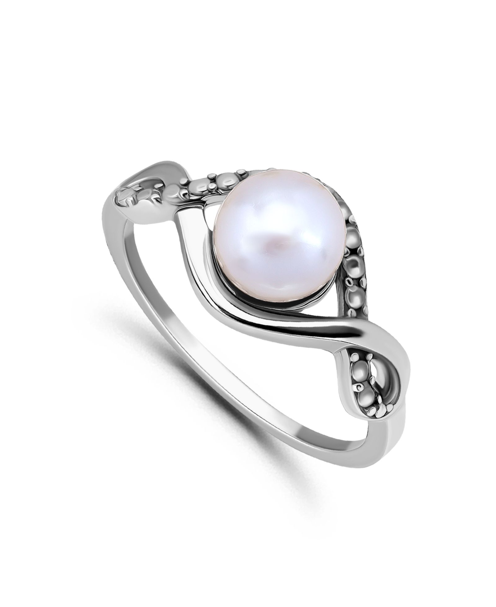 Кольцо Macy's 1/4 cttw Cubic Zirconia 7mm Imitation Pearl Infinity Design