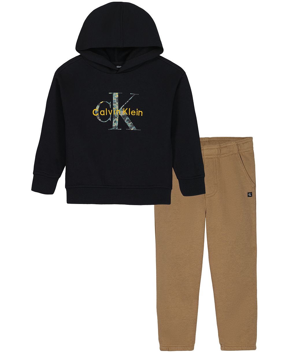 Комплект из 2 предметов Calvin Klein для мальчиков: флисовое худи с длинным рукавом и джоггеры, размер 2T-7