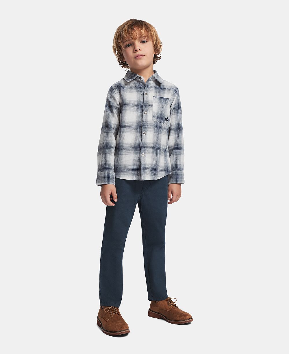 Calvin Klein комплект из рубашки с длинным рукавом и брюк для мальчиков 2T-7, 2 предмета