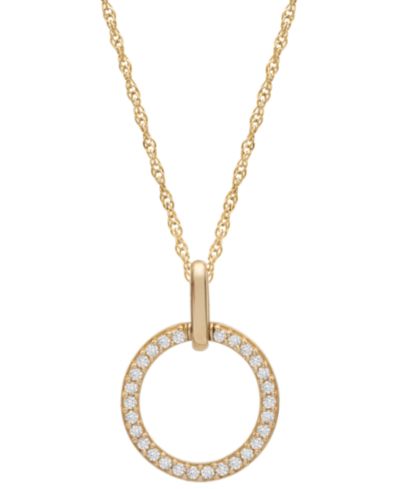 Macy's Diamond Circle Pendant Necklace (1/6 ct. t.w.) in 10k Yellow Gold