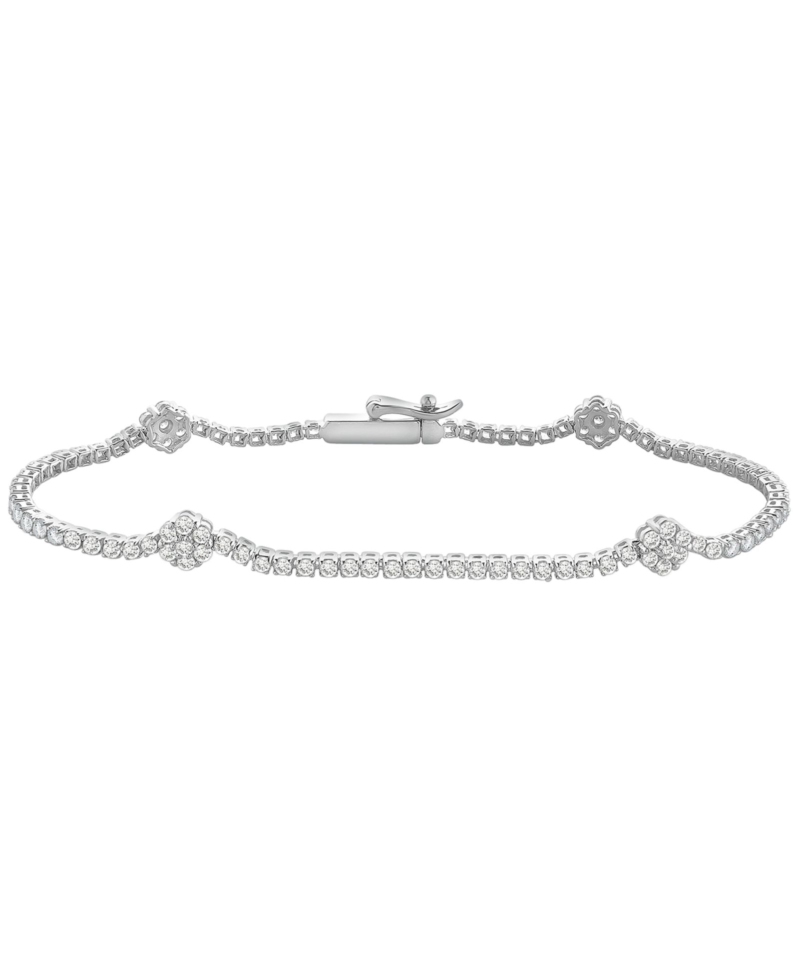 Браслет Macy's Diamond Flower (2 ct. t.w.) в 10k White Gold