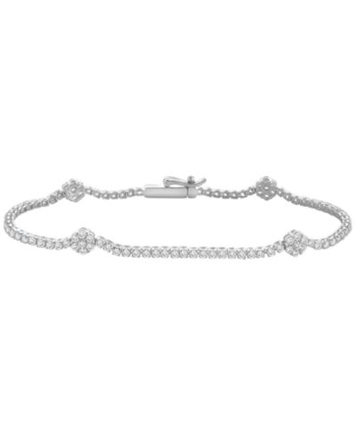 Macy's Diamond Flower Bracelet (2 ct. t.w.) in 10k White Gold
