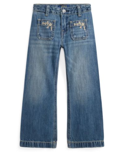 Polo Ralph Lauren Girls' 2T-6X Embroidered Flared Cotton Denim Jeans