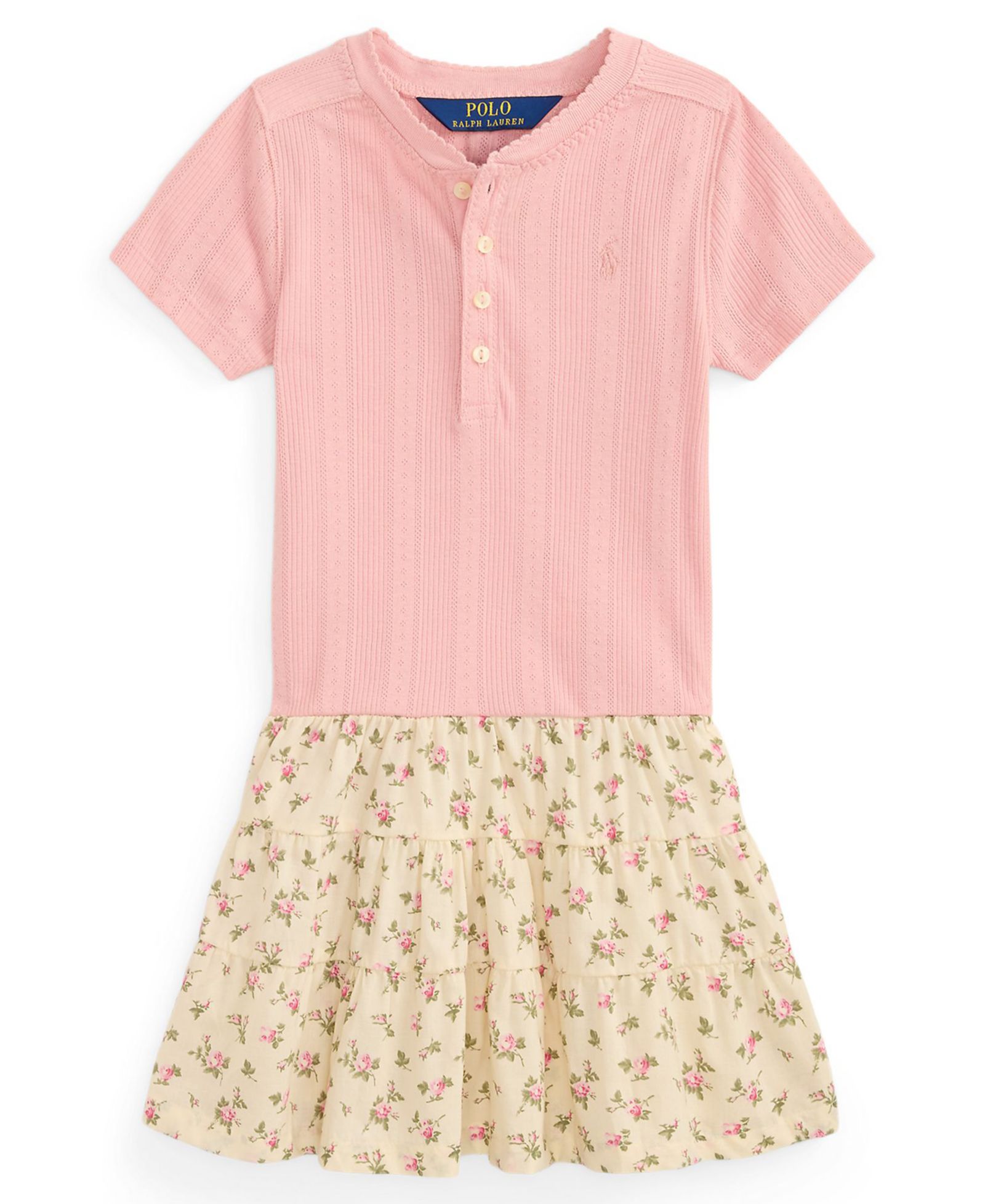 Детское хлопковое платье Polo Ralph Lauren Girls' 2T-6X Floral-Skirt Pointelle-Knit