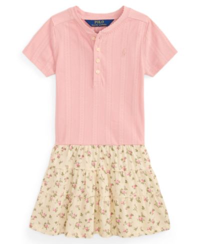 Детское хлопковое платье Polo Ralph Lauren Girls' 2T-6X Floral-Skirt Pointelle-Knit