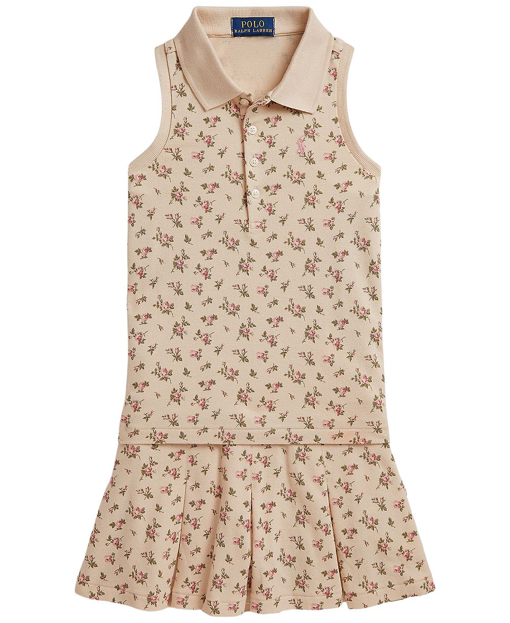 Polo Ralph Lauren Girls' 2T-6X Floral Stretch Mesh Polo Shirt and Skort, 2-Piece Set