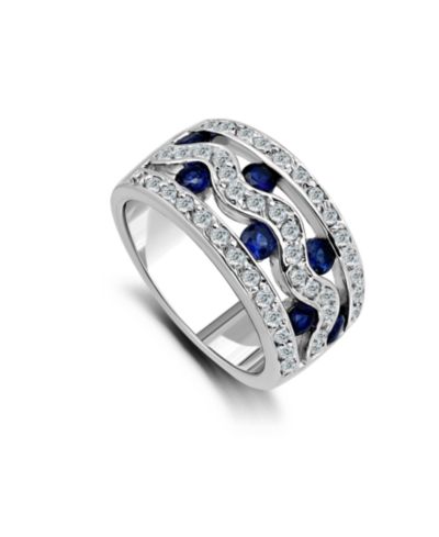Кольцо-band с тремя рядами камней Cubic Zirconia Round Glass Stones