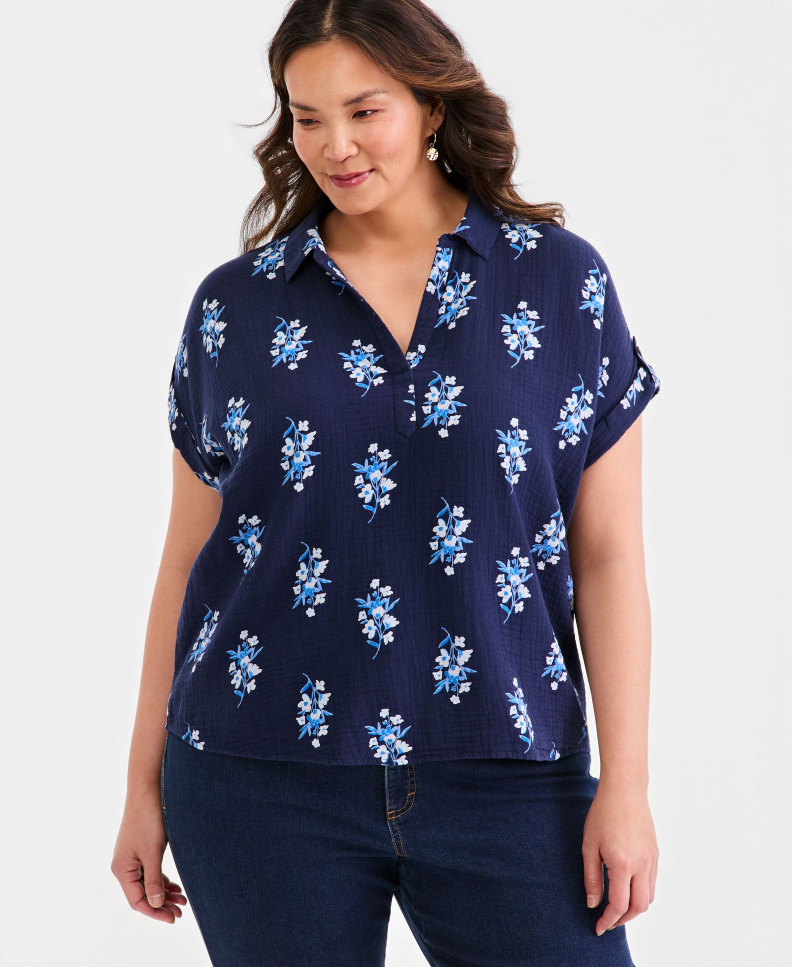 Style & Co Plus Size воротничковый топ-поповер