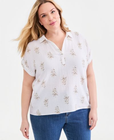 Style & Co Plus Size воротничковый топ-поповер